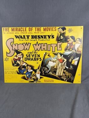 Walt Disney Snow White & The Seven Dwarfs Vintage 2002 Metal Sign 17.25" x 12.5"